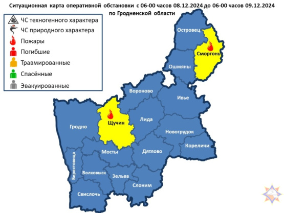 За прошедшие сутки на территории Гродненской области произошло 2 пожара