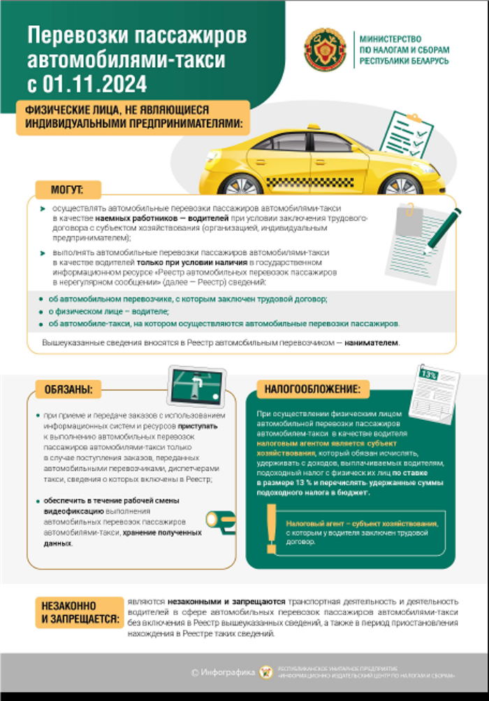 Перевозки пассажиров автомобилями-такси с 01.11.2024